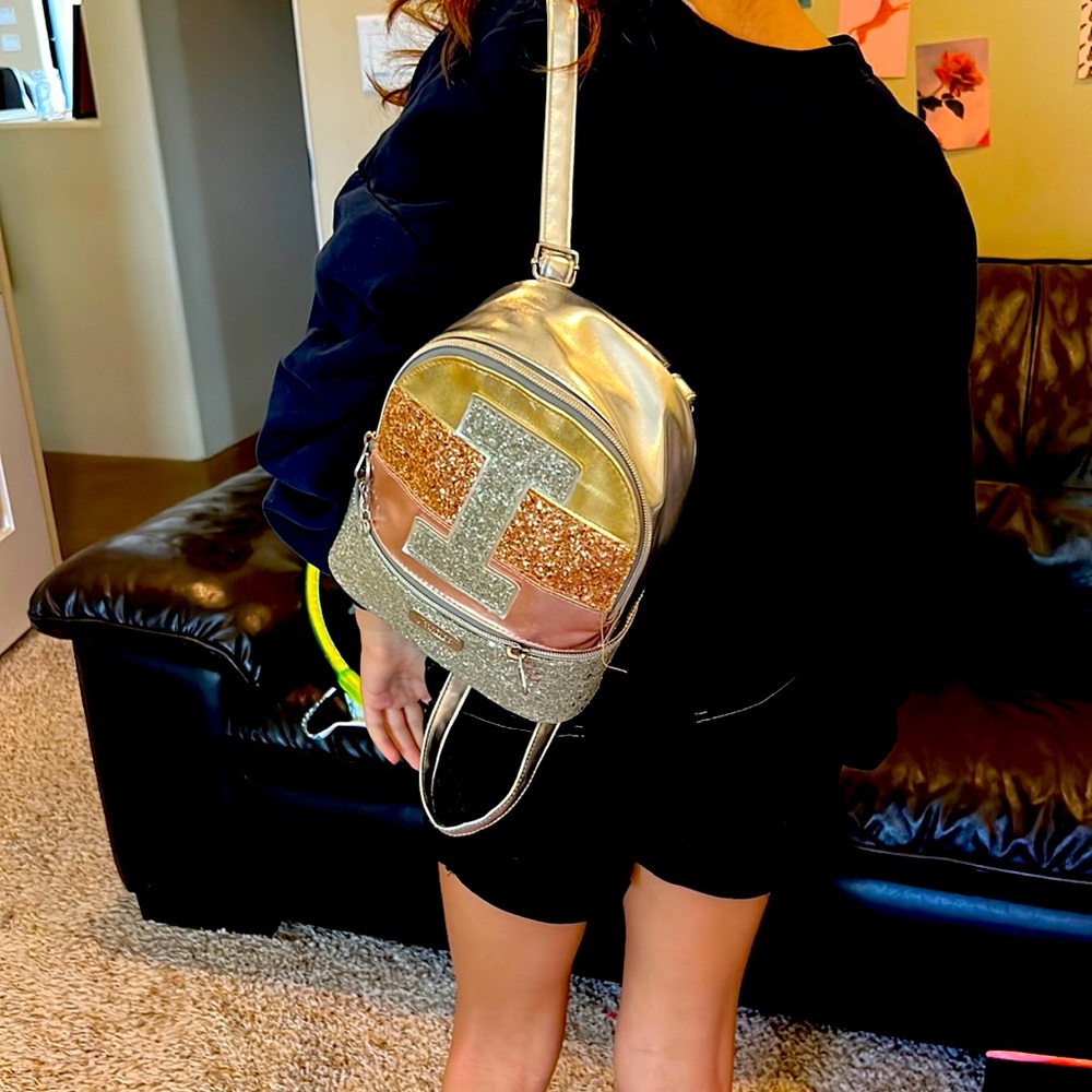 Justice mini backpack with letter “I”
